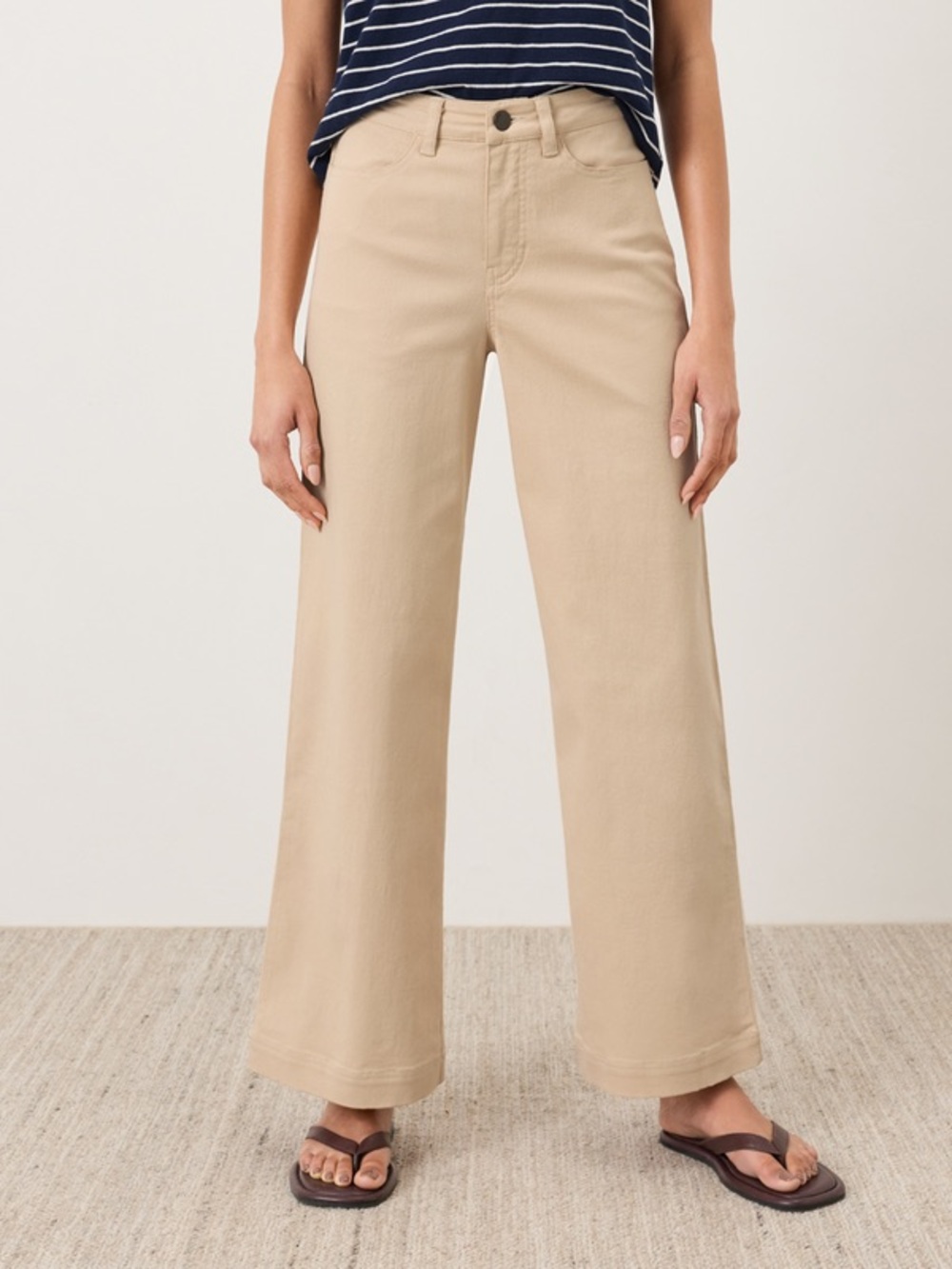 Pact Wide-Leg Cotton Pants in Beige